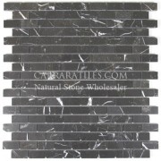 Negro Marquina Black Marble Mini Brick Mosaic Tile Polished