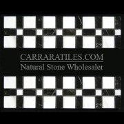 Statuary Marble Italian White Statuario Border Tile with Negro Marquina Black Polished