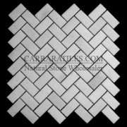 Statuary Marble Italian White Statuario Herringbone Mosaic Tile Polished